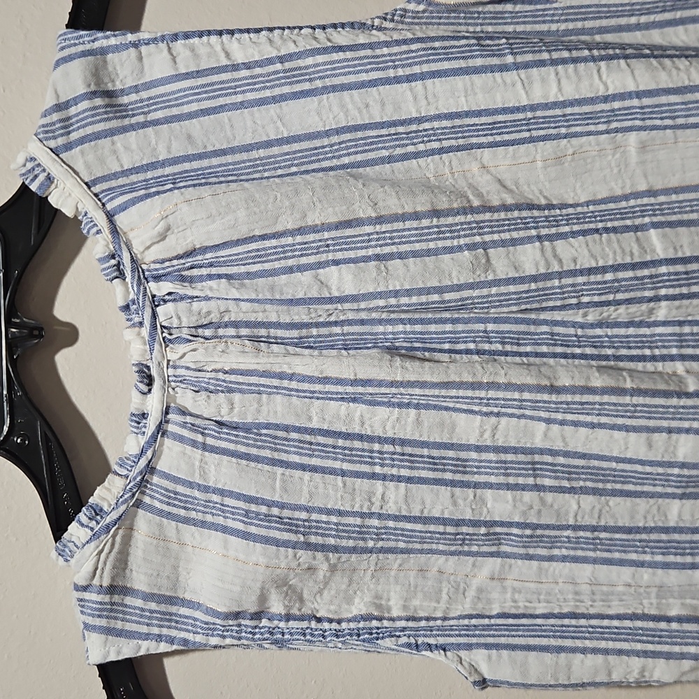 Liz Claiborne Striped Sleeveless Top - Blue & White & Gold size Small - Picture 6 of 8